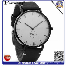 Yxl-851 Full Grain Leather Strap Plain Minimalist Watch Black Custom Men Watch